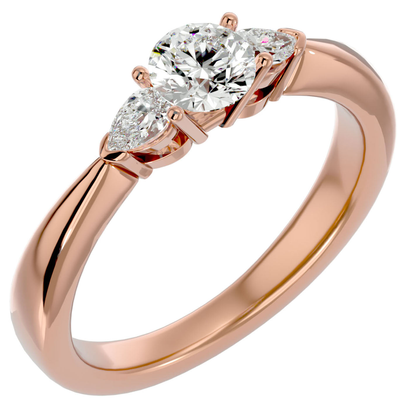 Inel de Logodnă Élise cu Trei Moissanite de 0.75 ct din 18k Aur Roz - Castelo.ro