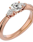 Inel de Logodnă Élise cu Trei Moissanite de 0.75 ct din 18k Aur Roz - Castelo.ro