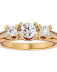 Inel de Logodnă Aurora din Aur 14k cu Trei Diamante Create în Laborator Pavè de 1.19 ct din 14k Aur Galben - Castelo.ro