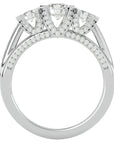 Inel de Logodnă Aurora din Aur 14k cu Trei Moissanite Pavè de 1.19 ct din 14k Aur Alb - Castelo.ro