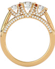 Inel de Logodnă Aurora din Aur 14k cu Trei Moissanite Pavè de 1.19 ct din 14k Aur Galben - Castelo.ro