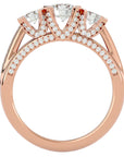 Inel de Logodnă Aurora din Aur 14k cu Trei Diamante Naturale Pavè de 1.19 ct din 14k Aur Roz - Castelo.ro