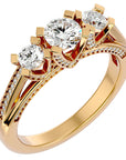 Inel de Logodnă Aurora din Aur 14k cu Trei Diamante Create în Laborator Pavè de 1.19 ct din 14k Aur Galben - Castelo.ro
