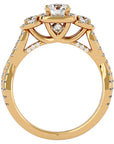 Inel de Logodnă Regal din Aur 14k cu Trei Diamante Naturale Pavè de 1.35 ct din 14k Aur Galben - Castelo.ro