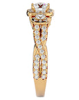 Inel de Logodnă Regal din Aur 14k cu Trei Diamante Create în Laborator Pavè de 1.35 ct din 14k Aur Galben - Castelo.ro