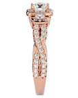 Inel de Logodnă Regal din Aur 14k cu Trei Diamante Create în Laborator Pavè de 1.35 ct din 14k Aur Roz - Castelo.ro