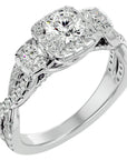 Inel de Logodnă Regal cu Trei Diamante Naturale Pavè de 1.35 ct din Platina - Castelo.ro