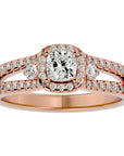Inel de Logodnă Éliane cu Trei Moissanite Pavè de 0.96 ct din 18k Aur Roz - Castelo.ro