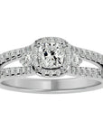Inel de Logodnă Éliane cu Trei Moissanite Pavè de 0.96 ct din Platina - Castelo.ro