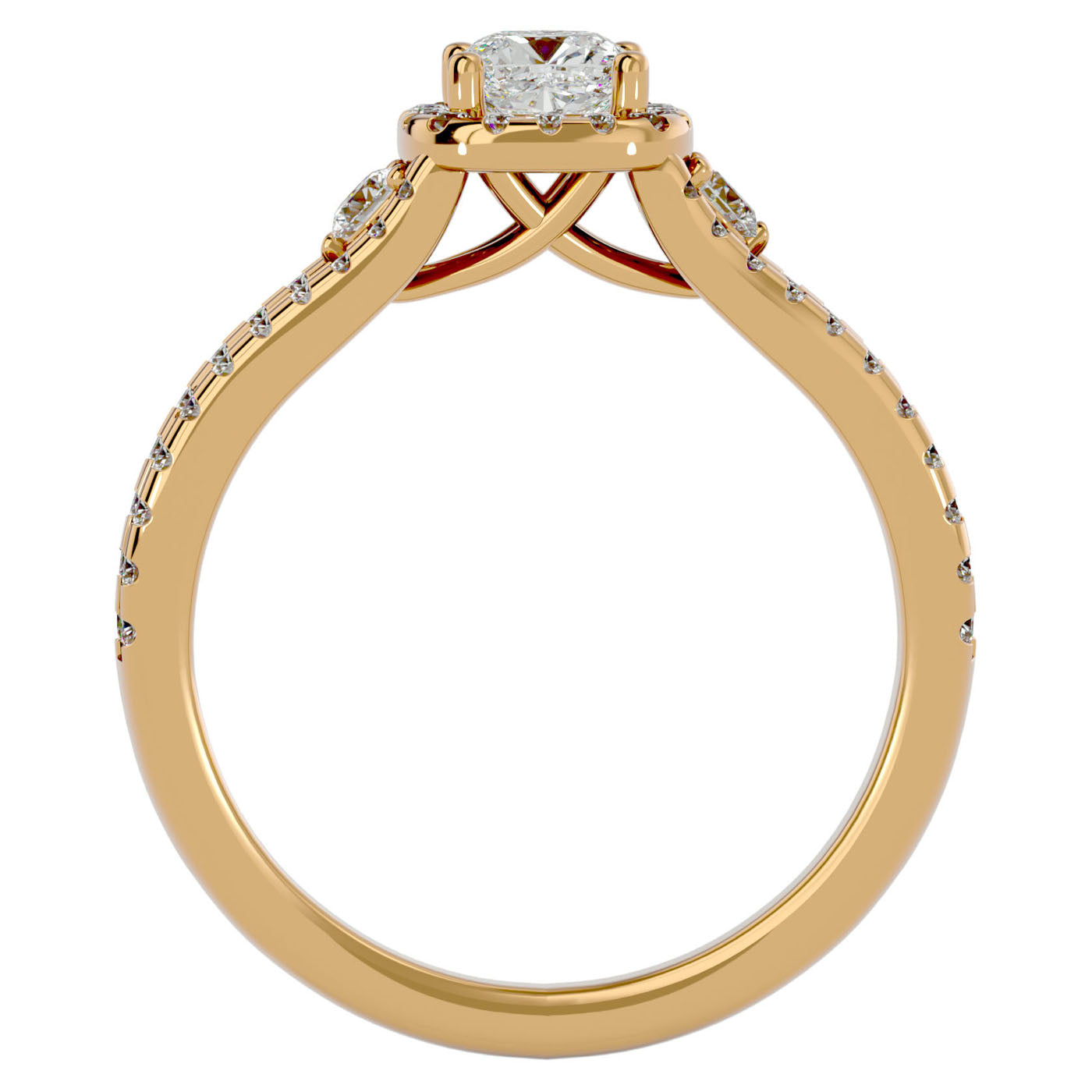 Inel de Logodnă Éliane din Aur 14k cu Trei Diamante Naturale Pavè de 0.96 ct din 14k Aur Galben - Castelo.ro