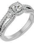 Inel de Logodnă Éliane cu Trei Moissanite Pavè de 0.96 ct din Platina - Castelo.ro
