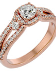 Inel de Logodnă Éliane cu Trei Moissanite Pavè de 0.96 ct din 18k Aur Roz - Castelo.ro