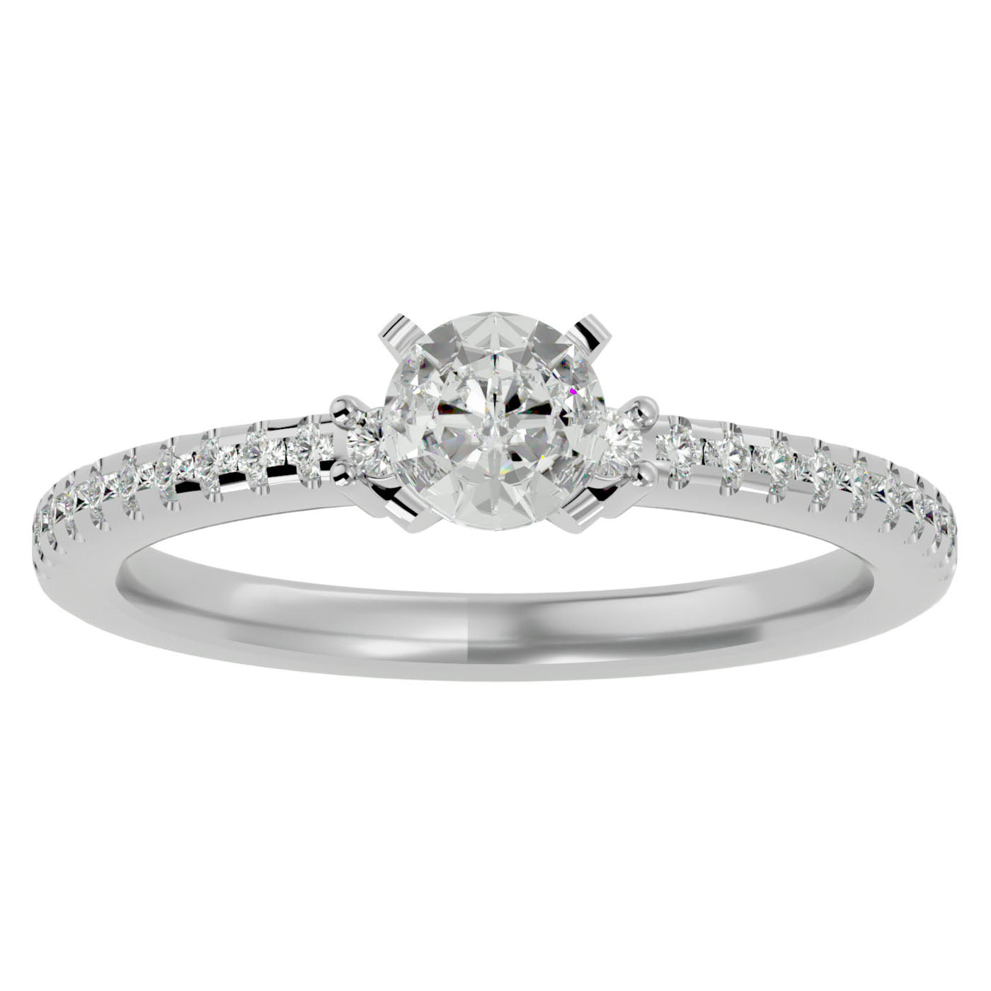 Inel de Logodnă Atena din Aur 14k cu Trei Diamante Naturale Pavè 0.39 ct din 14k Aur Alb - Castelo.ro