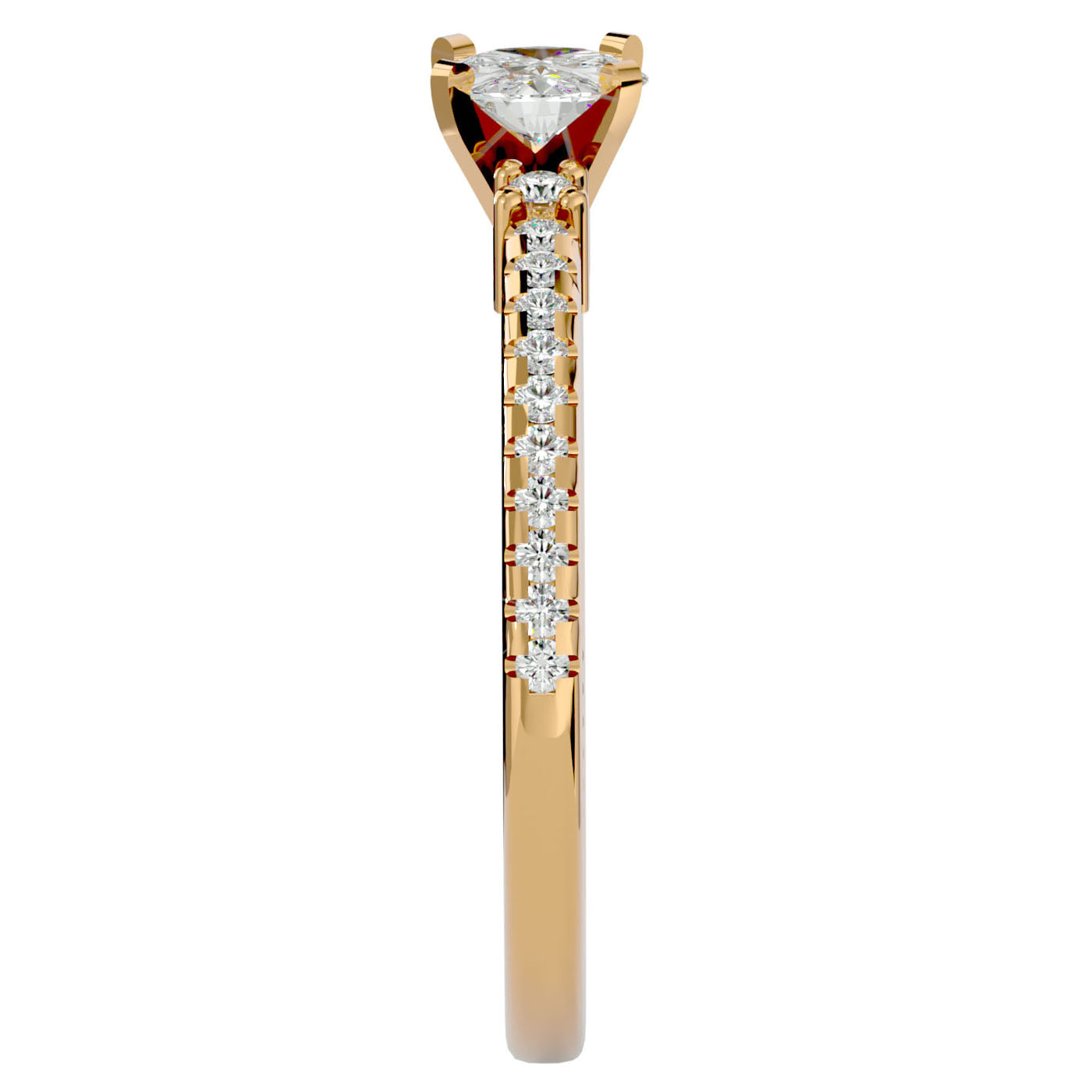 Inel de Logodnă Atena din Aur 14k cu Trei Diamante Naturale Pavè 0.39 ct din 14k Aur Galben - Castelo.ro