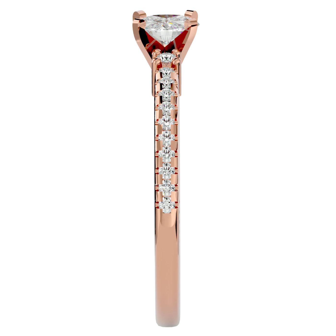 Inel de Logodnă Atena din Aur 14k cu Trei Diamante Naturale Pavè 0.39 ct din 14k Aur Roz - Castelo.ro