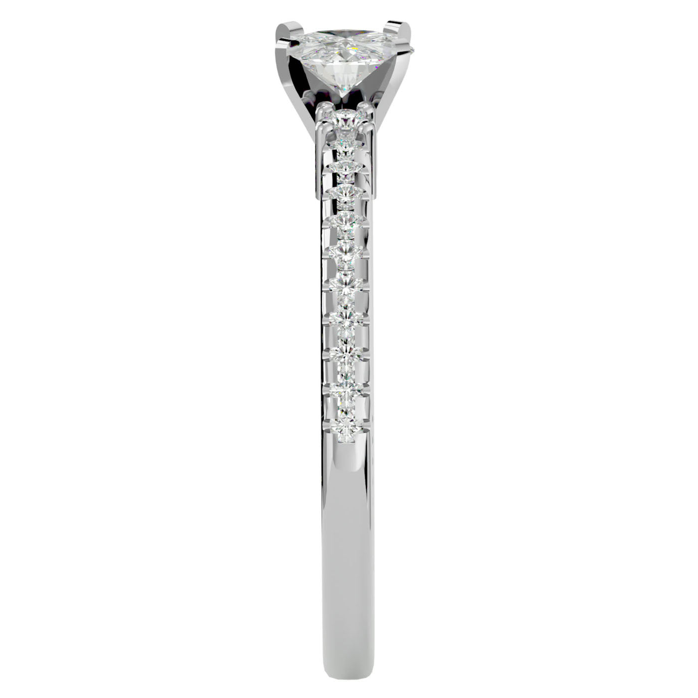 Inel de Logodnă Atena din Aur 14k cu Trei Diamante Naturale Pavè 0.39 ct din 14k Aur Alb - Castelo.ro