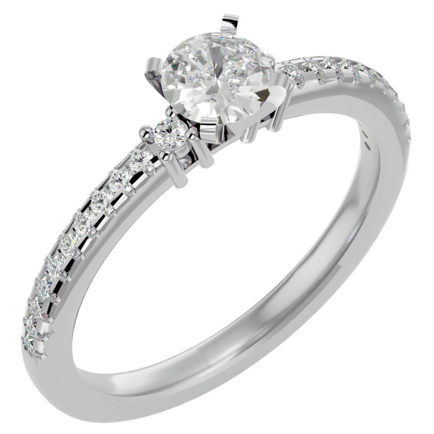 Inel de Logodnă Atena din Aur 14k cu Trei Diamante Naturale Pavè 0.39 ct din 14k Aur Alb - Castelo.ro