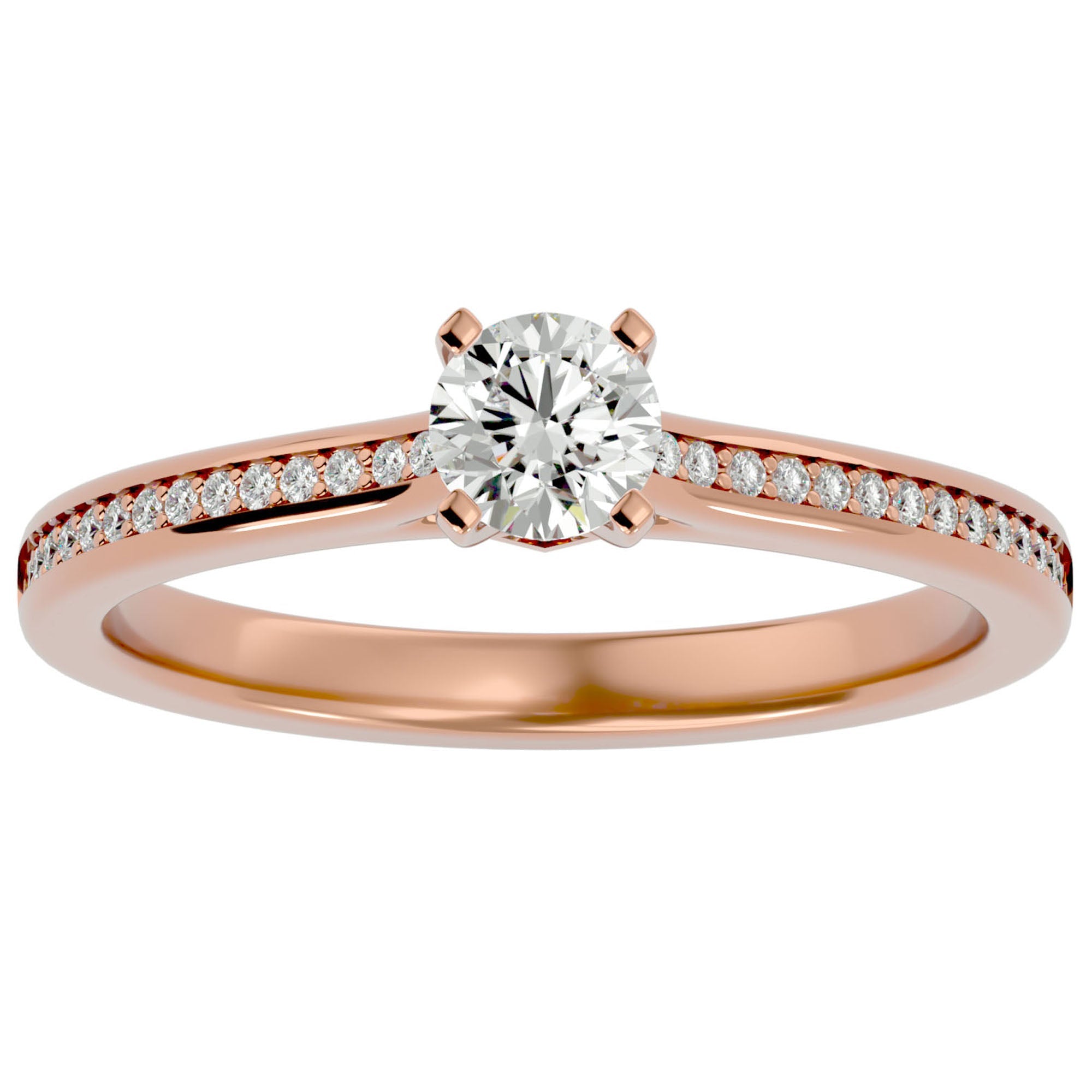 Inel de Logodnă Notre-Dame din Aur 14k cu Diamante Naturale de 0.74 ct din 14k Aur Roz - Castelo.ro