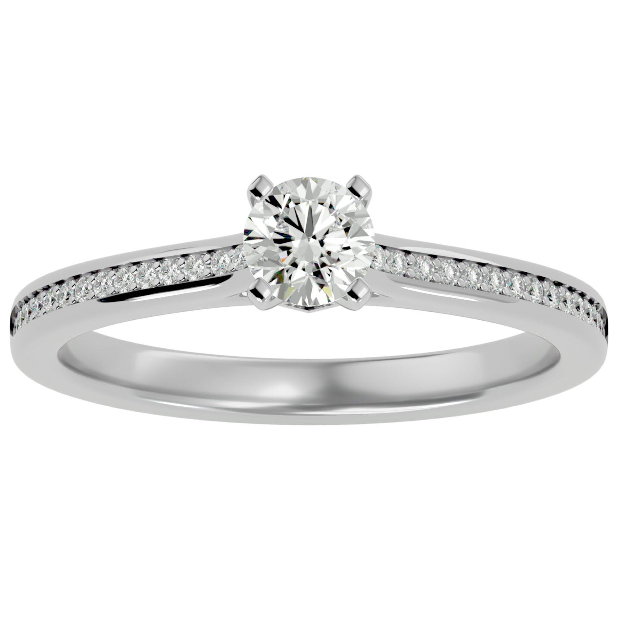 Inel de Logodnă Notre-Dame din Aur 14k cu Diamante Create în Laborator de 0.74 ct din 14k Aur Alb - Castelo.ro