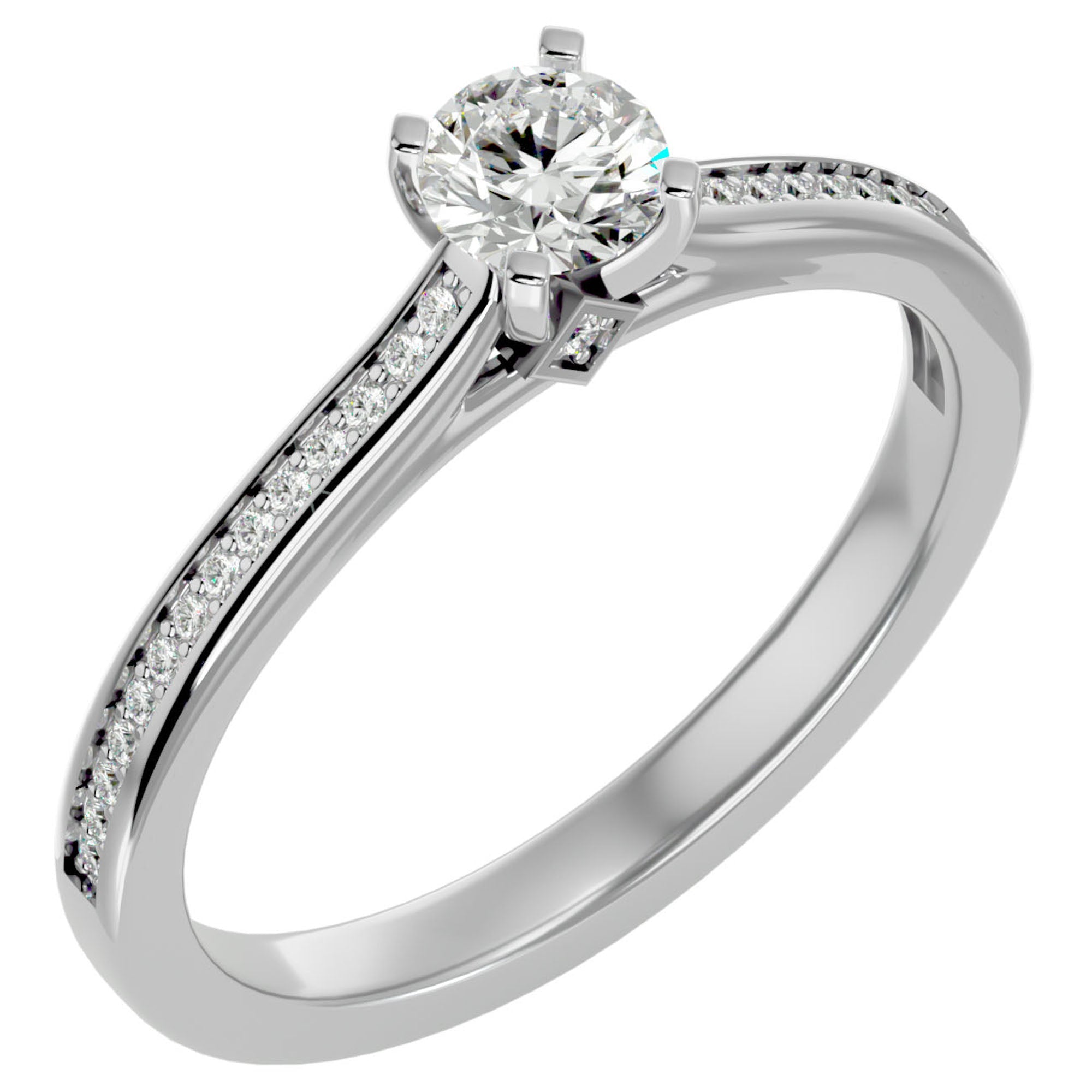 Inel de Logodnă Notre-Dame din Aur 14k cu Diamante Naturale de 0.74 ct din 14k Aur Alb - Castelo.ro