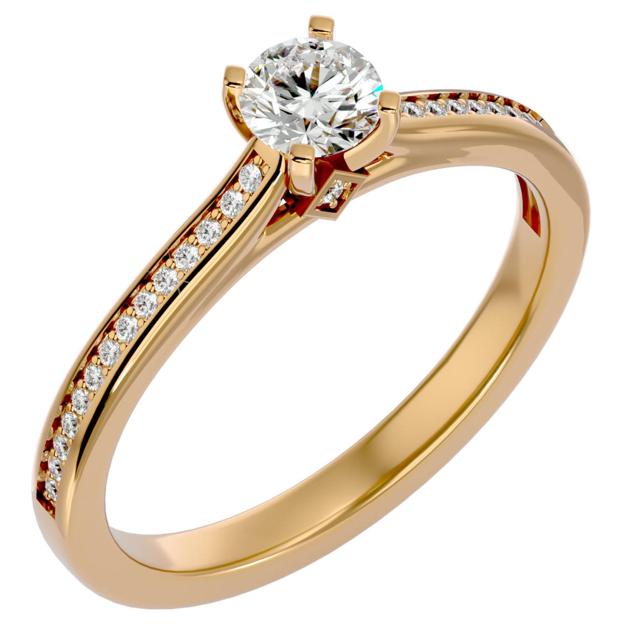 Inel de Logodnă Notre-Dame cu Diamante Create în Laborator de 0.74 ct din 18k Aur Galben - Castelo.ro