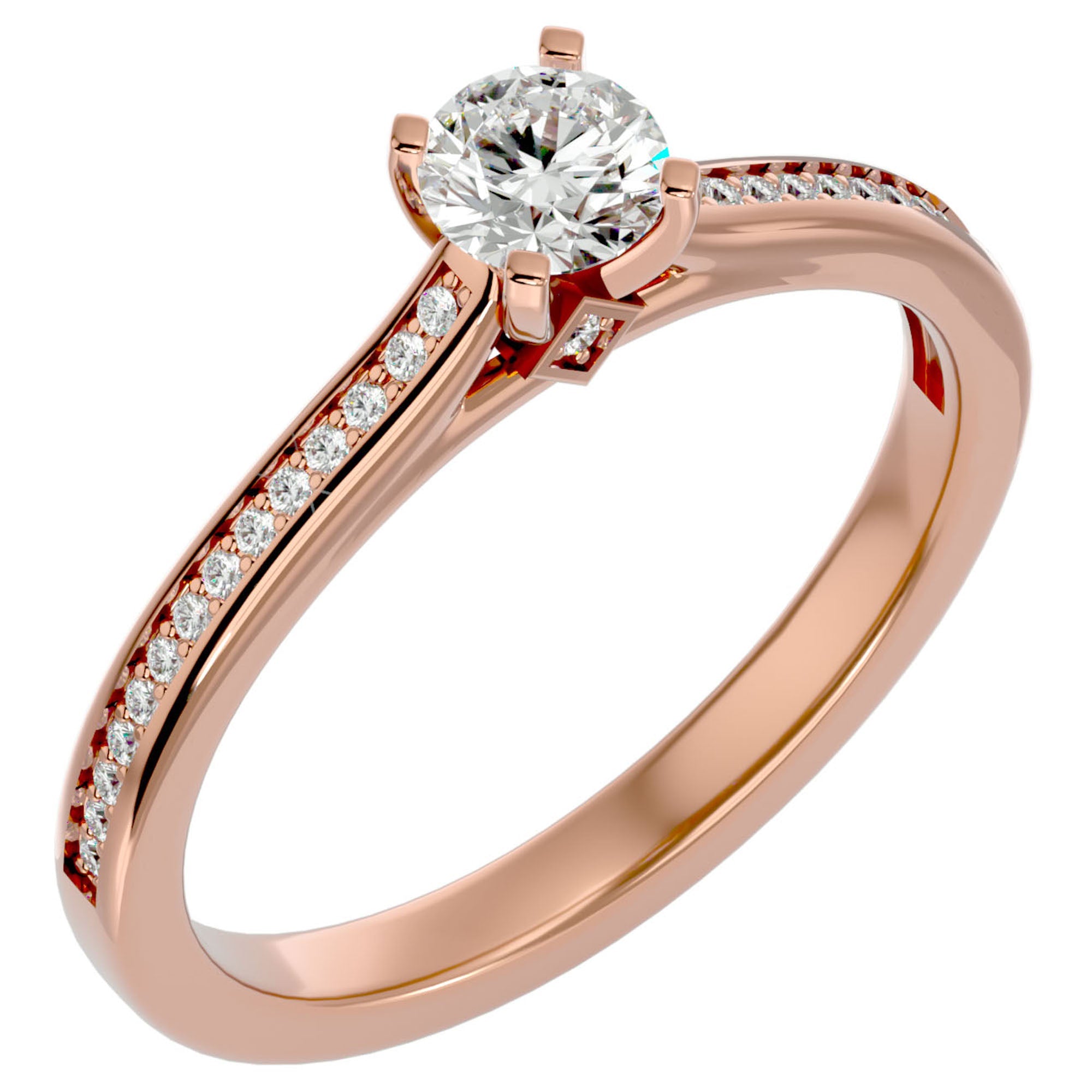 Inel de Logodnă Notre-Dame din Aur 14k cu Diamante Naturale de 0.74 ct din 14k Aur Roz - Castelo.ro
