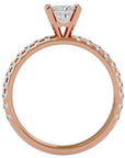 Inel de Logodnă Pavé din Aur 14k cu Diamant Natural Tăietură Princess de 1.01 ct din 14k Aur Roz - Castelo.ro