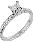 Inel de Logodnă Pavé din Aur 14k cu Moissanite Tăietură Princess de 1.01 ct din 14k Aur Alb - Castelo.ro