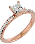 Inel de Logodnă Pavé din Aur 14k cu Diamant Create în Laborator Tăietură Princess de 1.01 ct din 14k Aur Roz - Castelo.ro