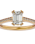 Inel de Logodnă Pavé cu Diamant Creat în Laborator Tăietură Emerald de 1.45 ct din 18k Aur Galben - Castelo.ro