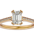 Inel de Logodnă Pavé cu Moissanite Tăietură Emerald de 1.45 ct din 18k Aur Galben - Castelo.ro