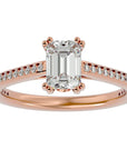 Inel de Logodnă Pavé din Aur 14k cu Moissanite Tăietură Emerald de 1.45 ct din 14k Aur Roz - Castelo.ro