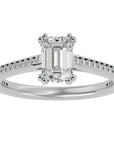 Inel de Logodnă Pavé din Aur 14k cu Moissanite Tăietură Emerald de 1.45 ct din 14k Aur Alb - Castelo.ro