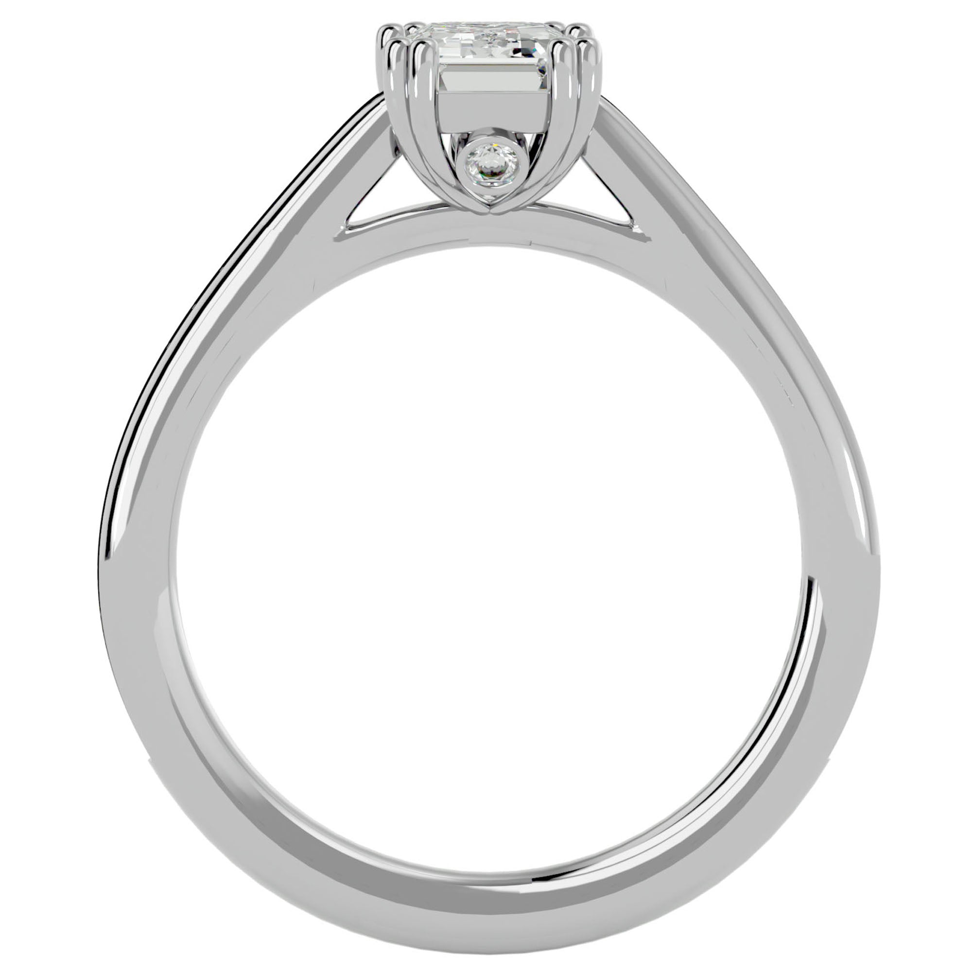 Inel de Logodnă Pavé din Aur 14k cu Moissanite Tăietură Emerald de 1.45 ct din 14k Aur Alb - Castelo.ro