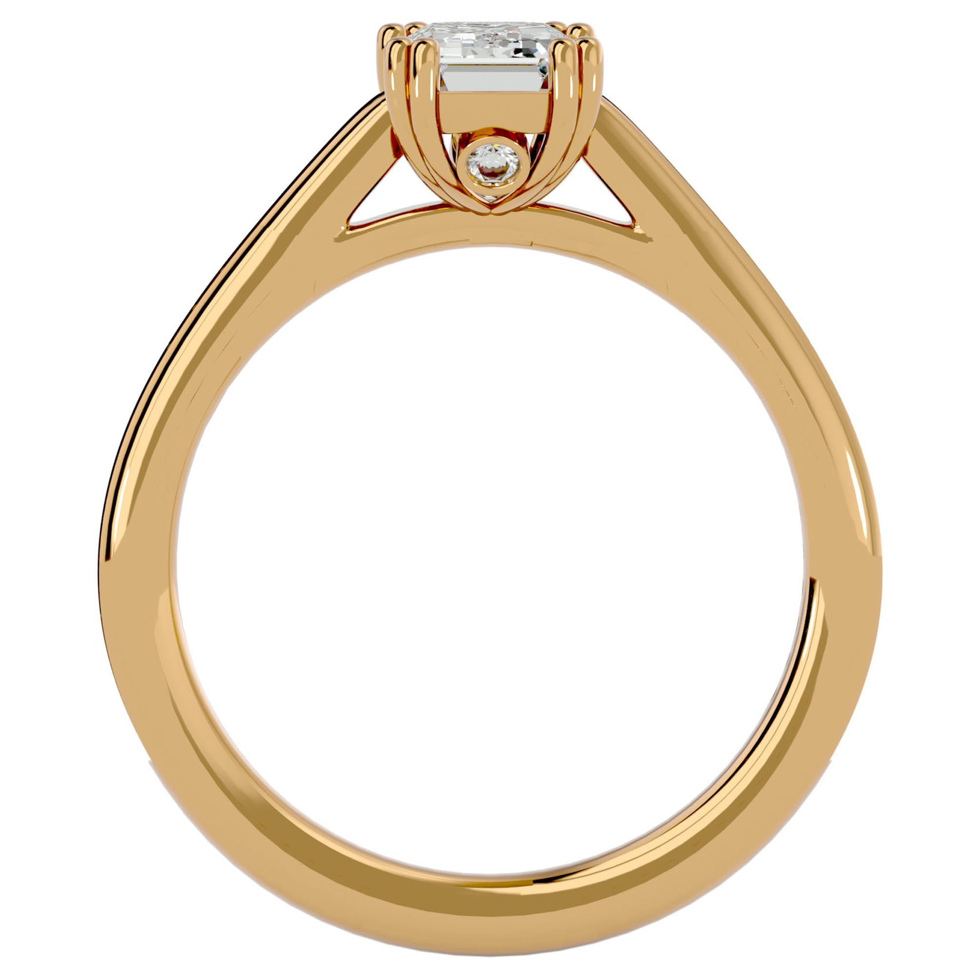 Inel de Logodnă Pavé din Aur 14k cu Moissanite Tăietură Emerald de 1.45 ct din 14k Aur Galben - Castelo.ro