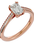 Inel de Logodnă Pavé din Aur 14k cu Moissanite Tăietură Emerald de 1.45 ct din 14k Aur Roz - Castelo.ro