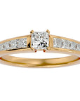 Inel de Logodnă Pavé din Aur 14k cu Moissanite Tăietură Princess de 0.61 ct din 14k Aur Galben - Castelo.ro