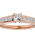 Inel de Logodnă Pavé cu Moissanite Tăietură Princess de 0.61 ct din 18k Aur Roz - Castelo.ro