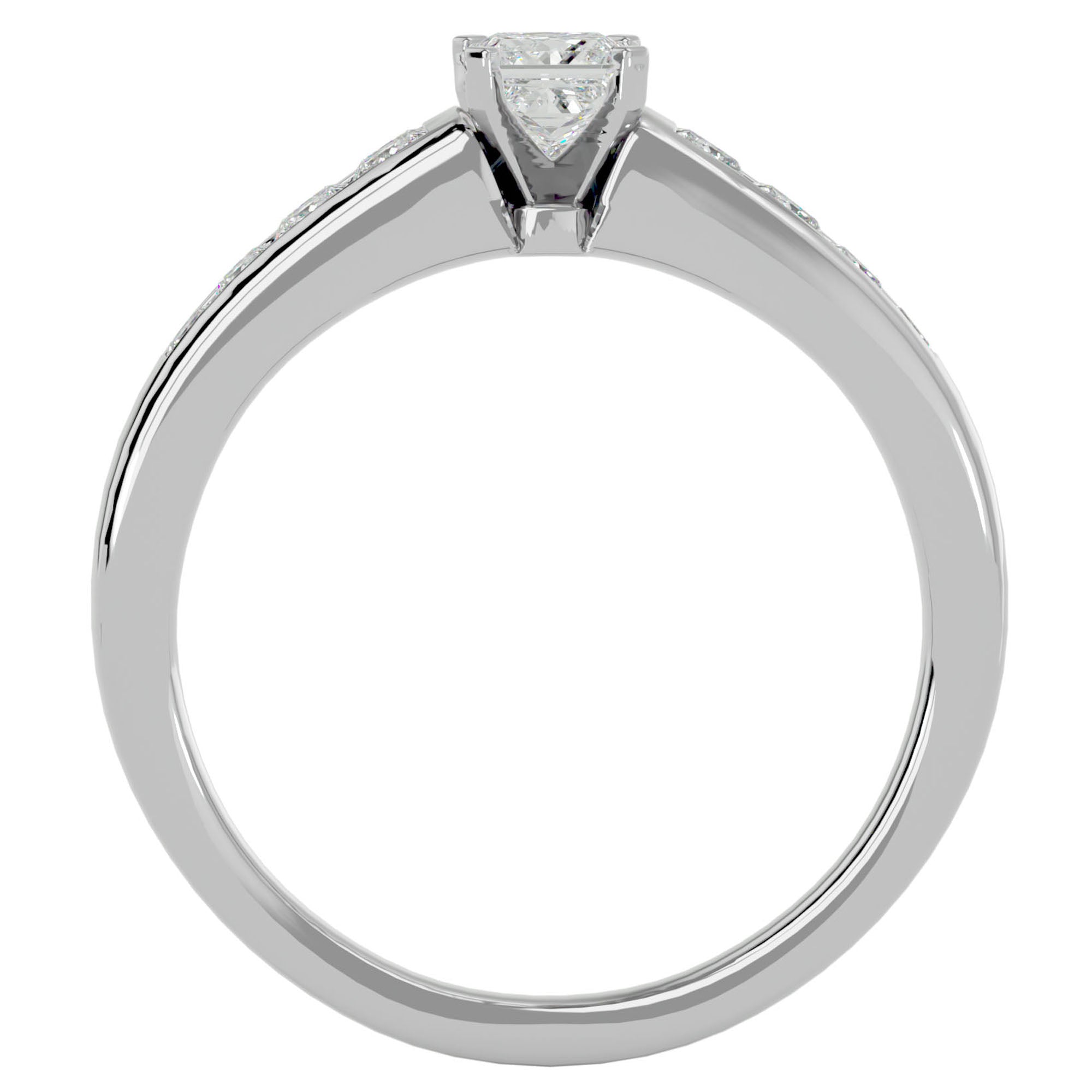 Inel de Logodnă Pavé cu Moissanite Tăietură Princess de 0.61 ct din Platina - Castelo.ro