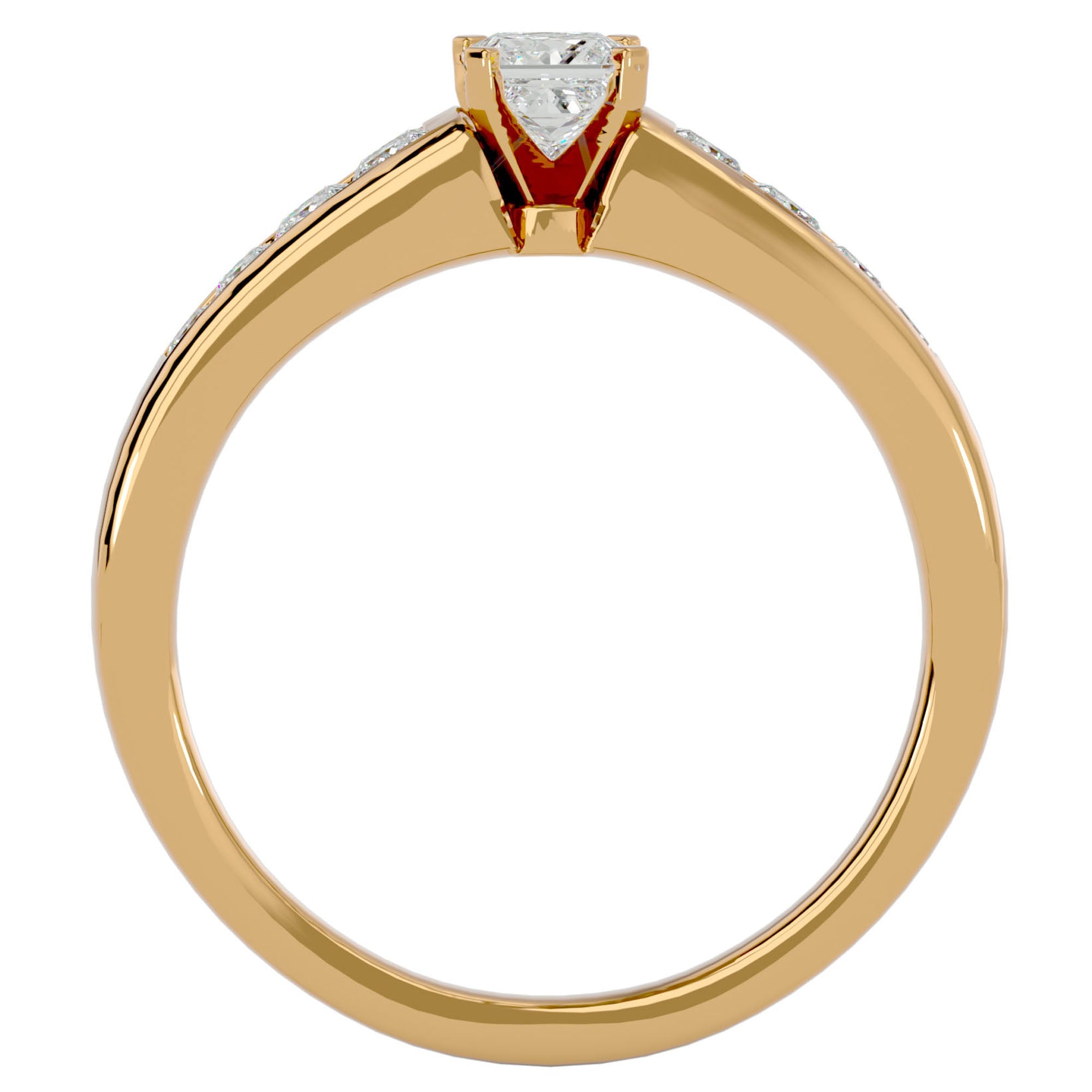 Inel de Logodnă Pavé cu Moissanite Tăietură Princess de 0.61 ct din 18k Aur Galben - Castelo.ro