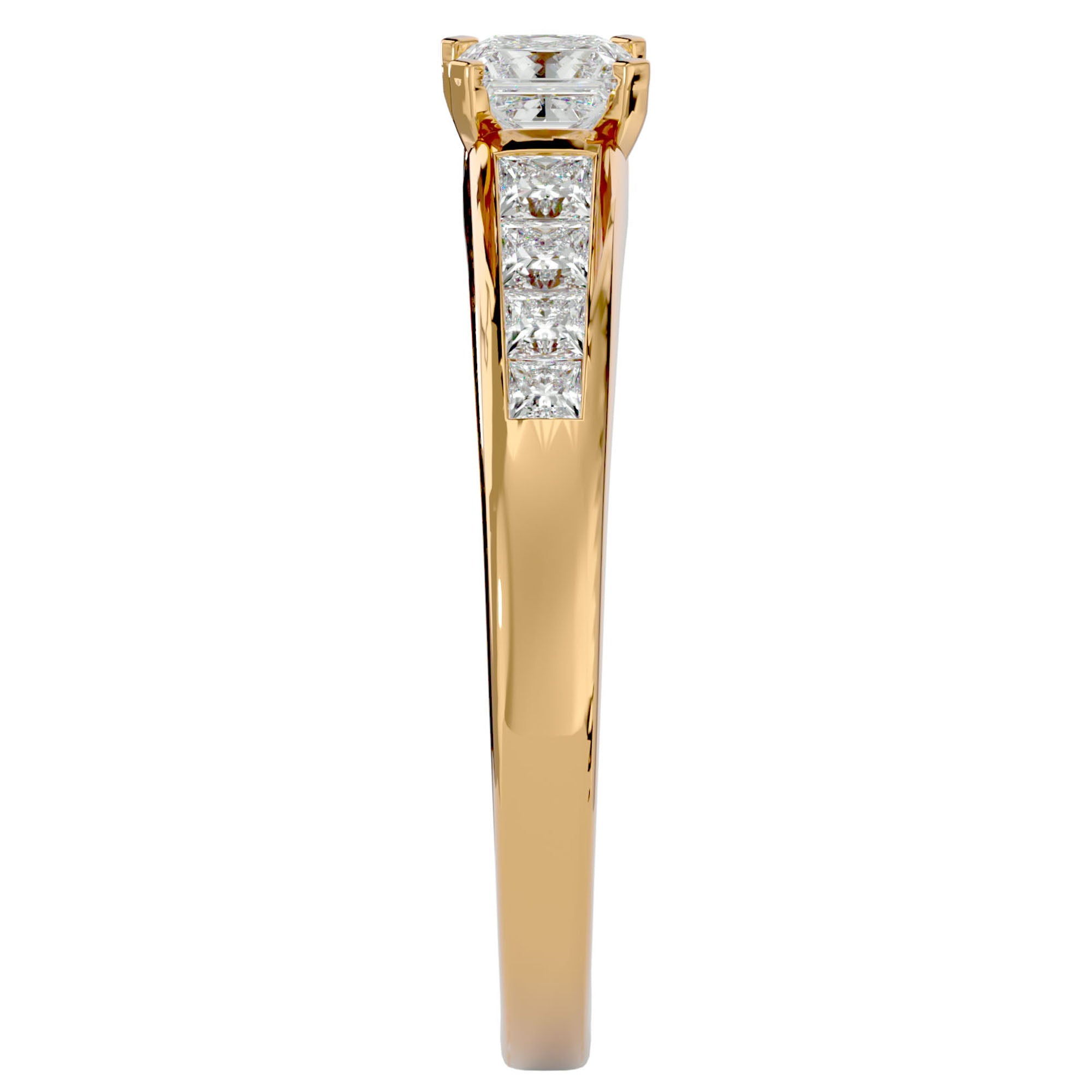 Inel de Logodnă Pavé cu Moissanite Tăietură Princess de 0.61 ct din 18k Aur Galben - Castelo.ro