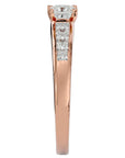 Inel de Logodnă Pavé din Aur 14k cu Moissanite Tăietură Princess de 0.61 ct din 14k Aur Roz - Castelo.ro