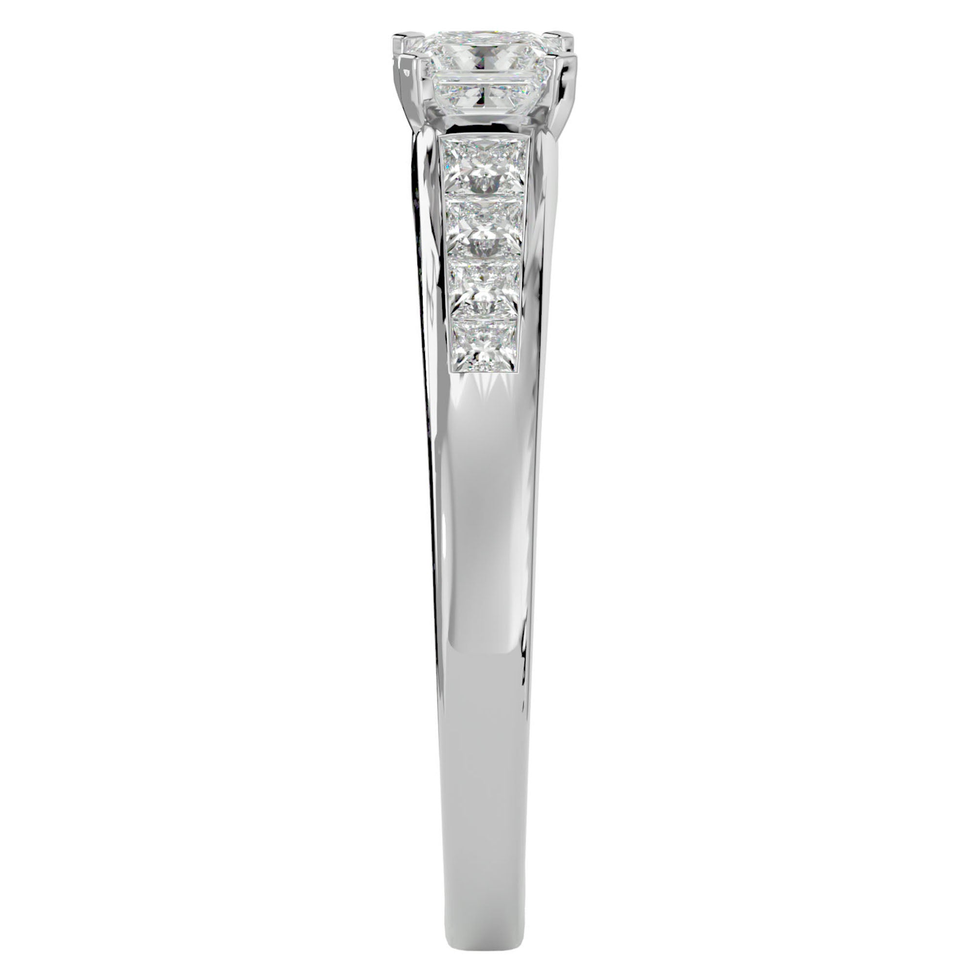 Inel de Logodnă Pavé din Aur 14k cu Diamant Creat în Laborator Tăietură Princess de 0.61 ct din 14k Aur Alb - Castelo.ro