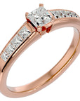 Inel Pavé cu Diamant Creat în Laborator Tăietură Princess de 1.10 ct din 18k Aur Roz - Castelo.ro