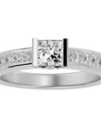 Inel Pavé din Aur 14k cu Moissanite Tăietură Princess de 1.10 ct din 14k Aur Alb - Castelo.ro