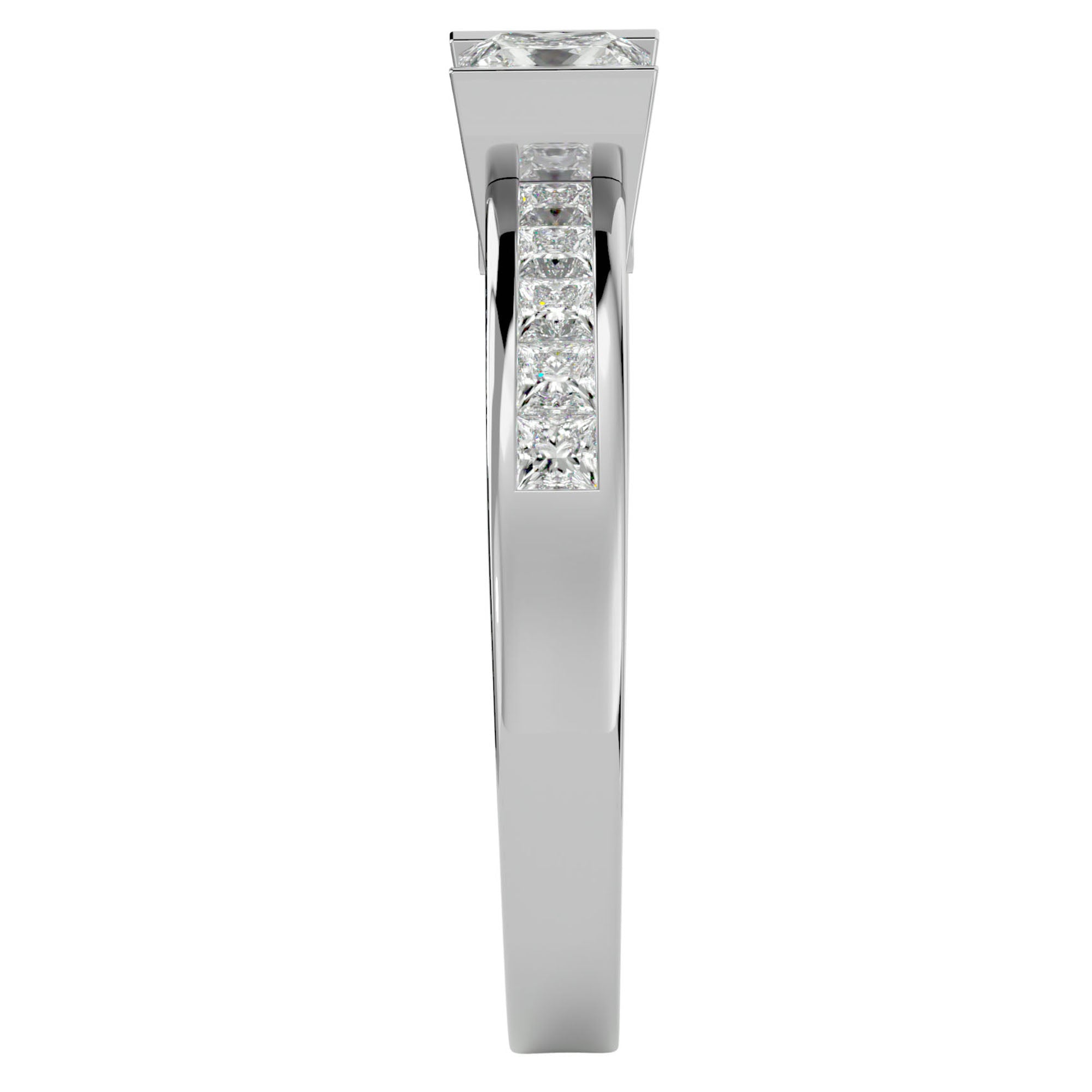 Inel Pavé cu Diamant Natural Tăietură Princess de 1.10 ct din Platina - Castelo.ro