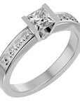 Inel Pavé din Aur 14k cu Moissanite Tăietură Princess de 1.10 ct din 14k Aur Alb - Castelo.ro