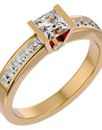 Inel Pavé din Aur 14k cu Diamant Natural Tăietură Princess de 1.10 ct din 14k Aur Galben - Castelo.ro