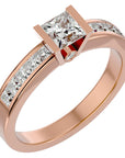 Inel Pavé din Aur 14k cu Diamant Natural Tăietură Princess de 1.10 ct din 14k Aur Roz - Castelo.ro