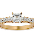 Inel de Logodnă Pavé cu Moissanite Tăietură Princess de 0.85 ct din 18k Aur Galben - Castelo.ro